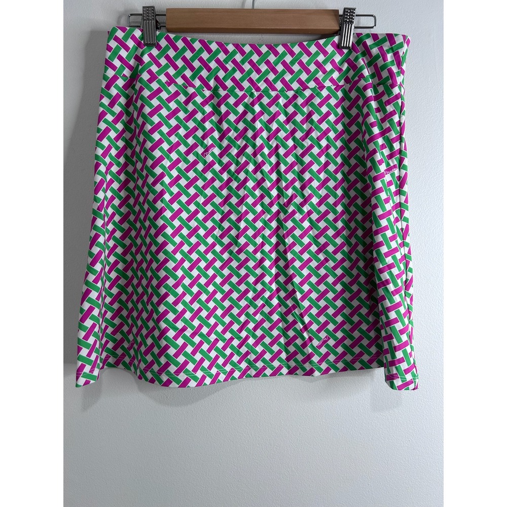 Melly M Womens Pink Green Geometric Lattice Athletic Golf Tennis Skort Size L